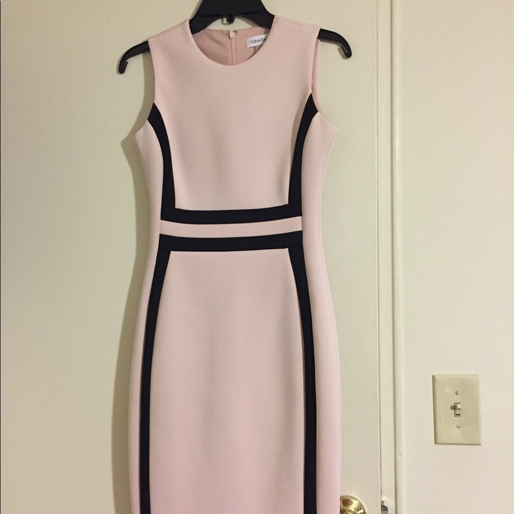 Calvin Klein blush and black midi dress size 2